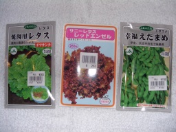 永田農法準備したもの焼肉用レタス、サニーレタス、エダマメのタネ